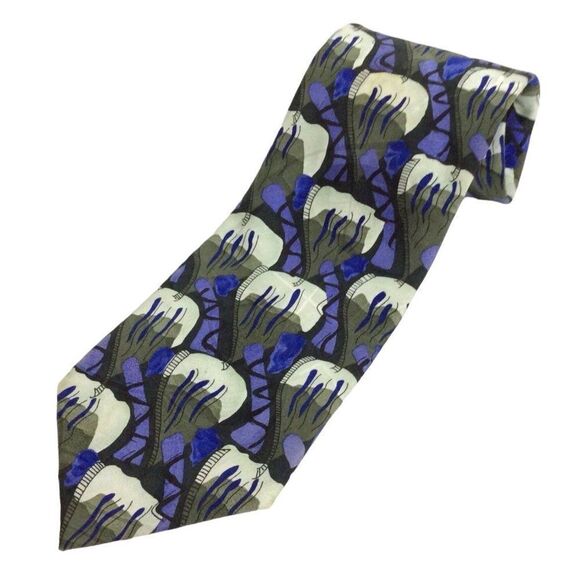 Jerry J Garcia Neck Tie Duck Worm Alarm Collection 14 Silk Purple Gray Abstract - Picture 1 of 5